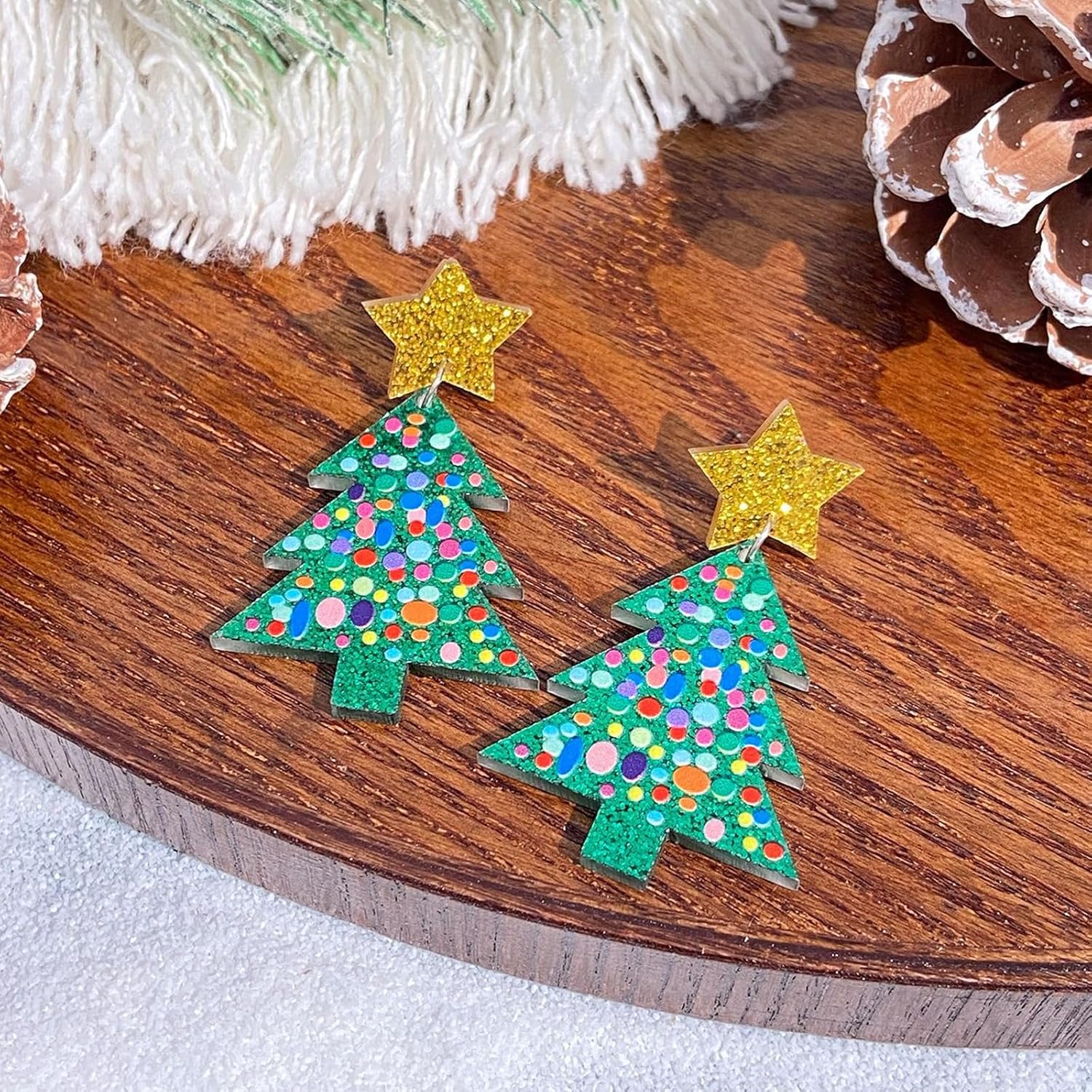 Christmas Earrings for Women Xmas Tree Earrings Rhinestone Bow Pearl Earings Holiday Gifts Christmas Outfits for Women Stocking Stuffers - 我的商店我的商店我的商店