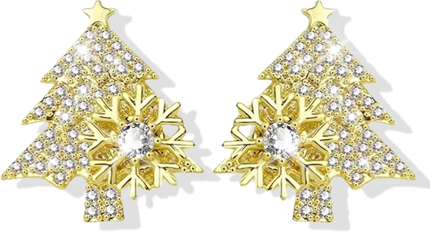 Christmas Earrings for Women Xmas Tree Earrings Rhinestone Bow Pearl Earings Holiday Gifts Christmas Outfits for Women Stocking Stuffers - 我的商店我的商店我的商店