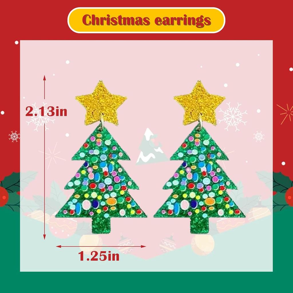 Christmas Earrings for Women Xmas Tree Earrings Rhinestone Bow Pearl Earings Holiday Gifts Christmas Outfits for Women Stocking Stuffers - 我的商店我的商店我的商店