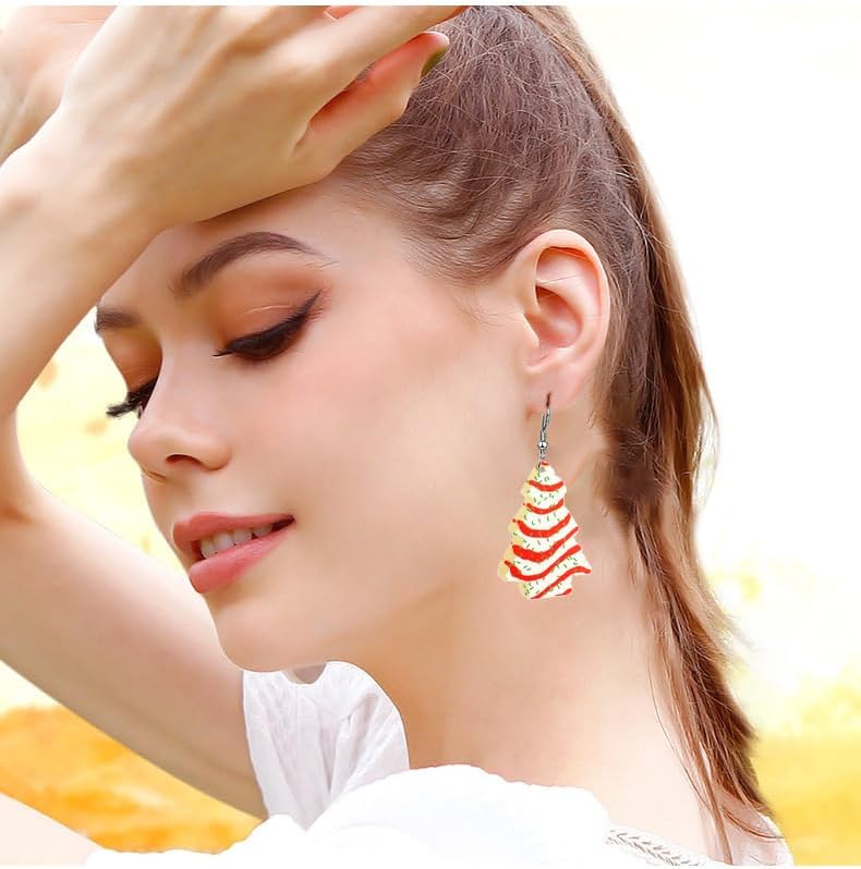 Christmas Earrings for Women,ChristmasTree Cake Earrings Acrylic ChristmasTree Tree Drop Dangle Earrings Xmas Festive Holiday Accessory Christmas Stocking Stuffers for Women - QIAO Crystal我的商店QIAO Crystal
