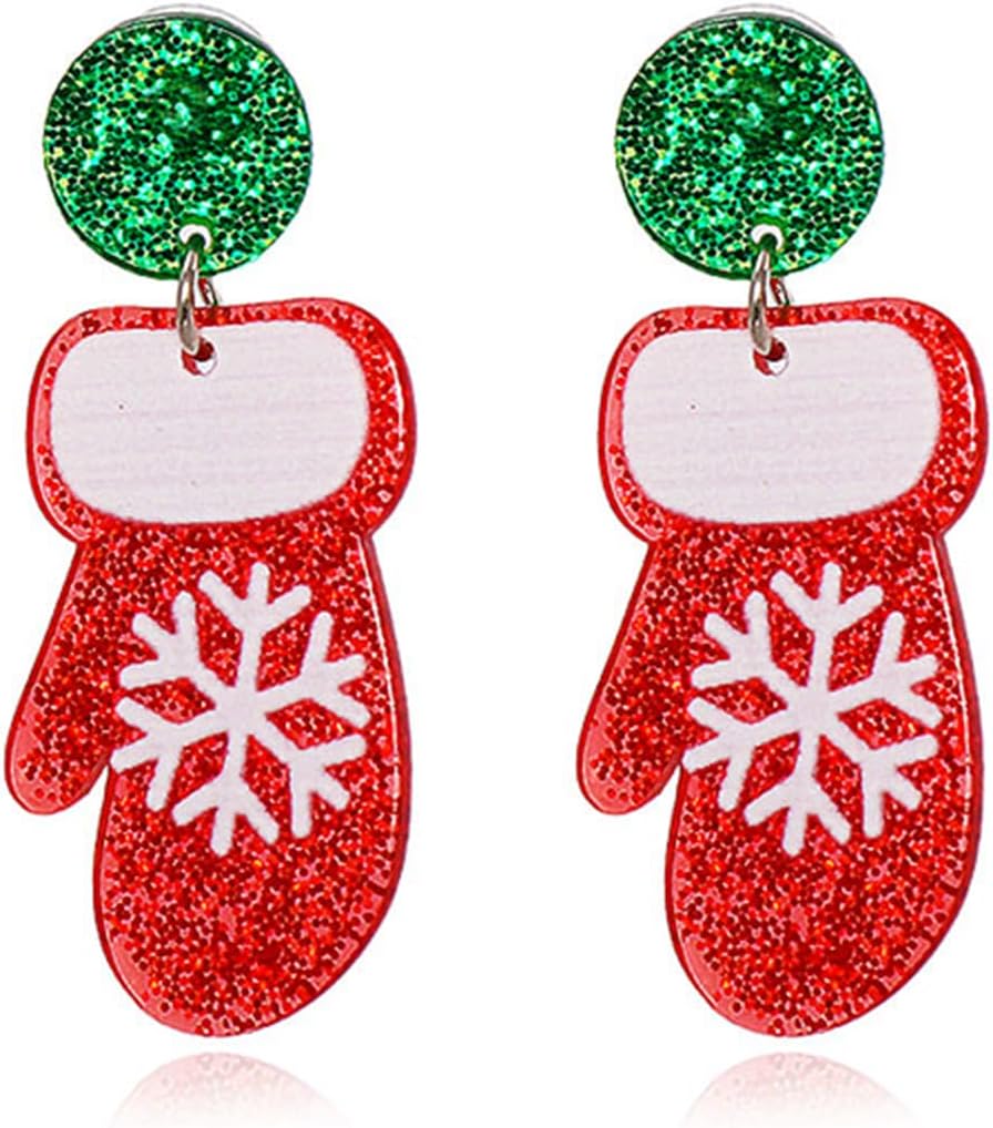 Christmas Earrings Funny Christmas Dangle Earrings for Women Holiday Earrings Acrylic Gingerbread Snowflake Gloves Wine Glass Reindeer Xmas Earrings Christmas Jewelry - 我的商店我的商店我的商店