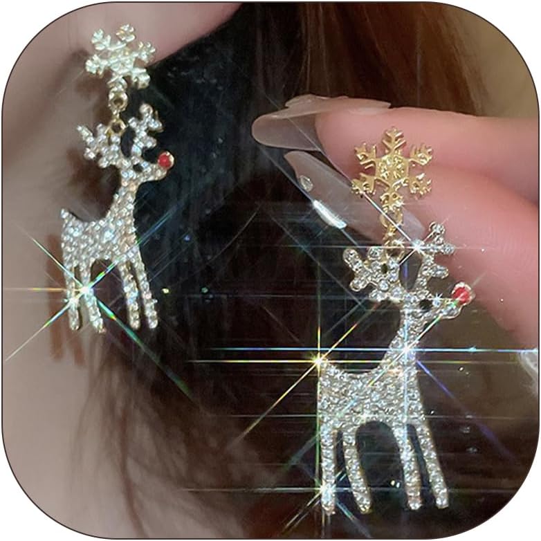 Christmas Earrings Gifts for Women 2025 Stocking Stuffers Holiday Gift Jewelry Bow Bell Tree Snowflake Dangle Earrings Set Christmas Decorations Outfits for Women White Elephant Gifts - QIAO Crystal我的商店QIAO Crystal