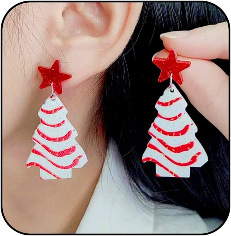 Christmas Earrings Gifts for Women 2025 Stocking Stuffers Holiday Gift Jewelry Bow Bell Tree Snowflake Dangle Earrings Set Christmas Decorations Outfits for Women White Elephant Gifts - QIAO Crystal我的商店QIAO Crystal