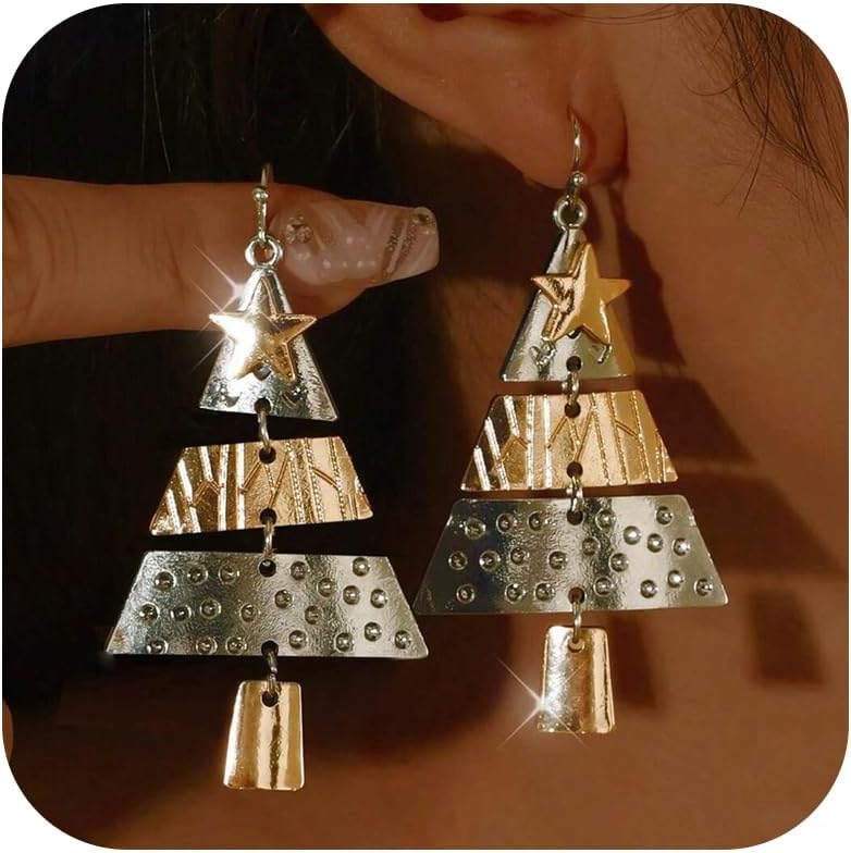 Christmas Earrings Gifts for Women 2025 Stocking Stuffers Holiday Gift Jewelry Bow Bell Tree Snowflake Dangle Earrings Set Christmas Decorations Outfits for Women White Elephant Gifts - QIAO Crystal我的商店QIAO Crystal