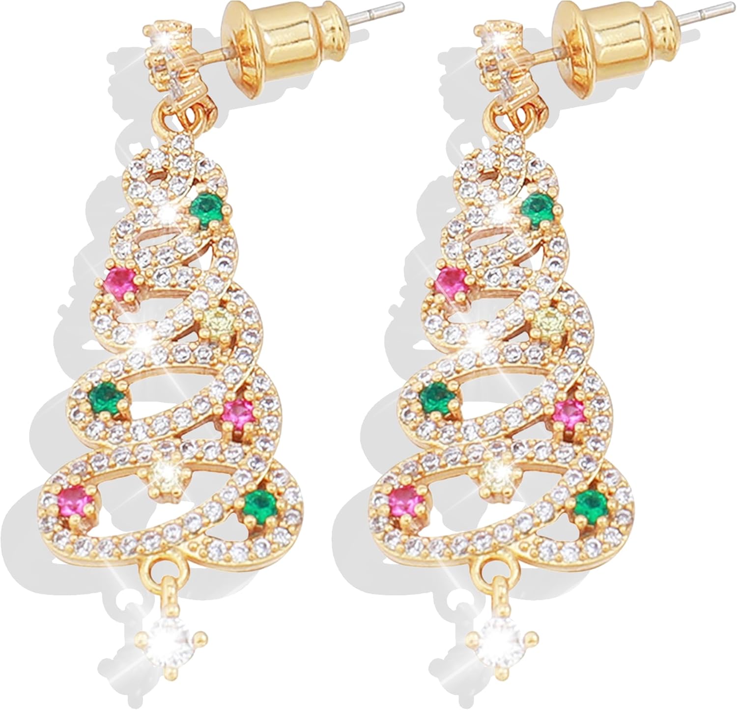 Christmas Earrings Gifts for Women 2025 Stocking Stuffers Holiday Gift Jewelry Bow Bell Tree Snowflake Dangle Earrings Set Christmas Decorations Outfits for Women White Elephant Gifts - QIAO Crystal我的商店QIAO Crystal