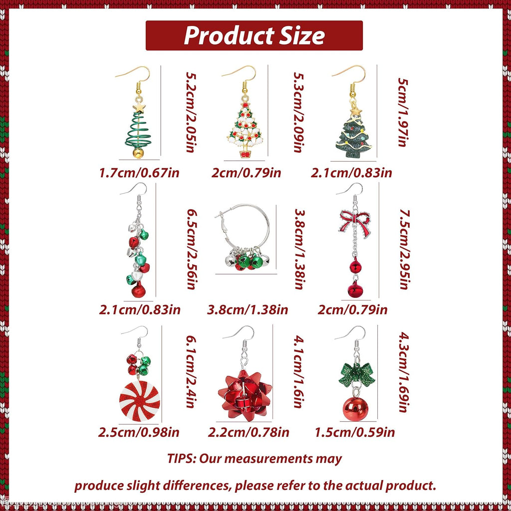Christmas Earrings Gifts for Women 2025 Stocking Stuffers Holiday Gift Jewelry Bow Bell Tree Snowflake Dangle Earrings Set Christmas Decorations Outfits for Women White Elephant Gifts - QIAO Crystal我的商店QIAO Crystal