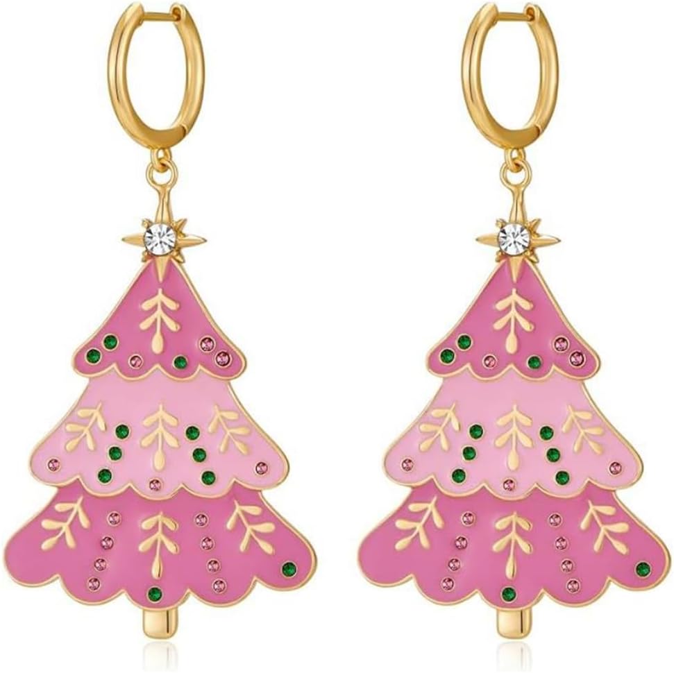 Christmas Earrings Gifts for Women 2025 Stocking Stuffers Holiday Gift Jewelry Bow Bell Tree Snowflake Dangle Earrings Set Christmas Decorations Outfits for Women White Elephant Gifts - QIAO Crystal我的商店QIAO Crystal