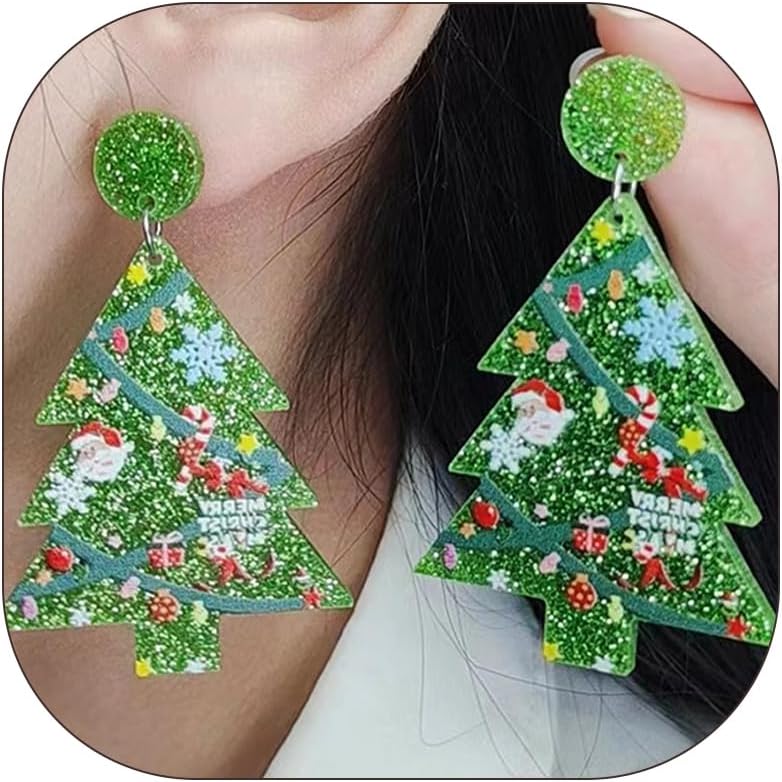 Christmas Earrings Gifts for Women 2025 Stocking Stuffers Holiday Gift Jewelry Bow Bell Tree Snowflake Dangle Earrings Set Christmas Decorations Outfits for Women White Elephant Gifts - QIAO Crystal我的商店QIAO Crystal