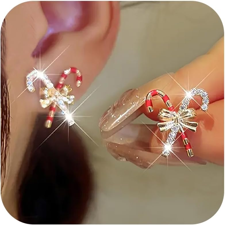 Christmas Earrings Gifts for Women 2025 Stocking Stuffers Holiday Gift Jewelry Bow Bell Tree Snowflake Dangle Earrings Set Christmas Decorations Outfits for Women White Elephant Gifts - QIAO Crystal我的商店QIAO Crystal