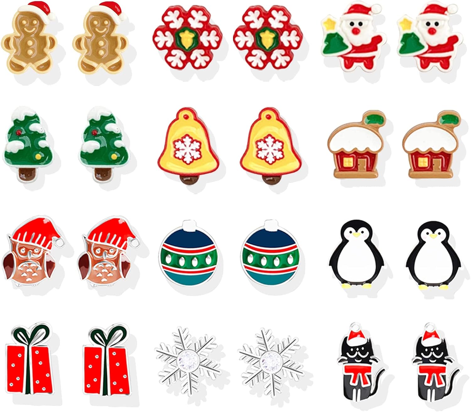 Christmas Earrings Gifts for Women Stocking Stuffers Holiday Earrings Bow Bell Candy Santa Claus Reindeer Earrings Christmas Tree Cake Earrings Bulk Christmas Jewelry Gifts - QIAO Crystal我的商店QIAO Crystal