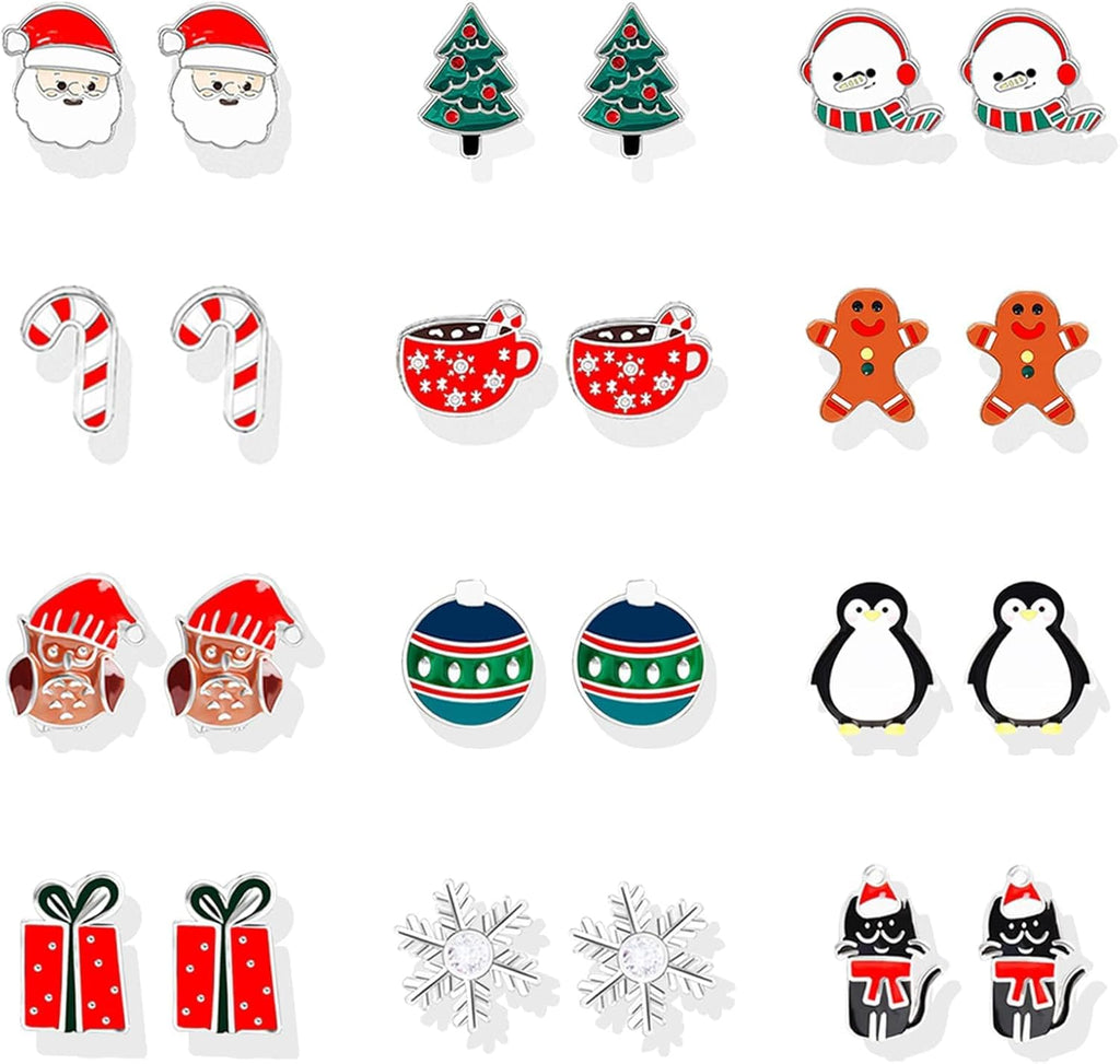 Christmas Earrings Gifts for Women Stocking Stuffers Holiday Earrings Bow Bell Candy Santa Claus Reindeer Earrings Christmas Tree Cake Earrings Bulk Christmas Jewelry Gifts - QIAO Crystal我的商店QIAO Crystal