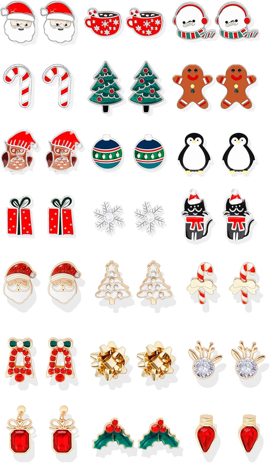 Christmas Earrings Gifts for Women Stocking Stuffers Holiday Earrings Bow Bell Candy Santa Claus Reindeer Earrings Christmas Tree Cake Earrings Bulk Christmas Jewelry Gifts - QIAO Crystal我的商店QIAO Crystal