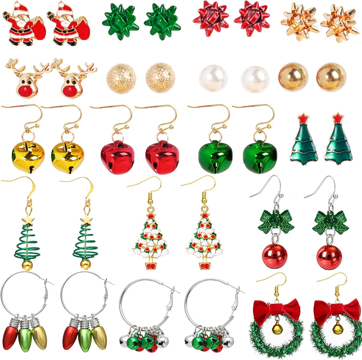 Christmas Earrings Gifts for Women Stocking Stuffers Holiday Earrings Bow Bell Candy Santa Claus Reindeer Earrings Christmas Tree Cake Earrings Bulk Christmas Jewelry Gifts - QIAO Crystal我的商店QIAO Crystal