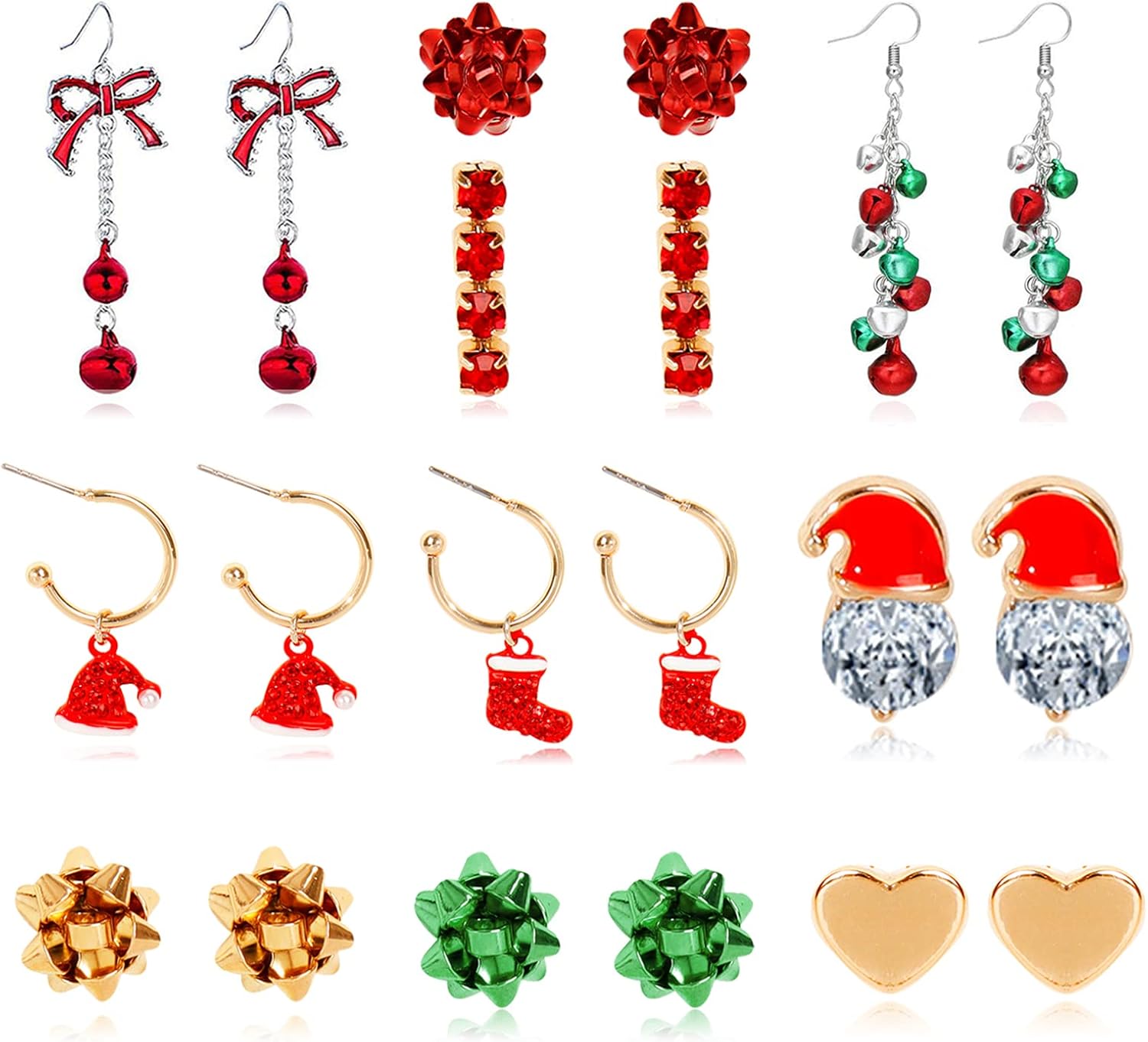 Christmas Earrings Gifts for Women Stocking Stuffers Holiday Earrings Bow Bell Candy Santa Claus Reindeer Earrings Christmas Tree Cake Earrings Bulk Christmas Jewelry Gifts - QIAO Crystal我的商店QIAO Crystal