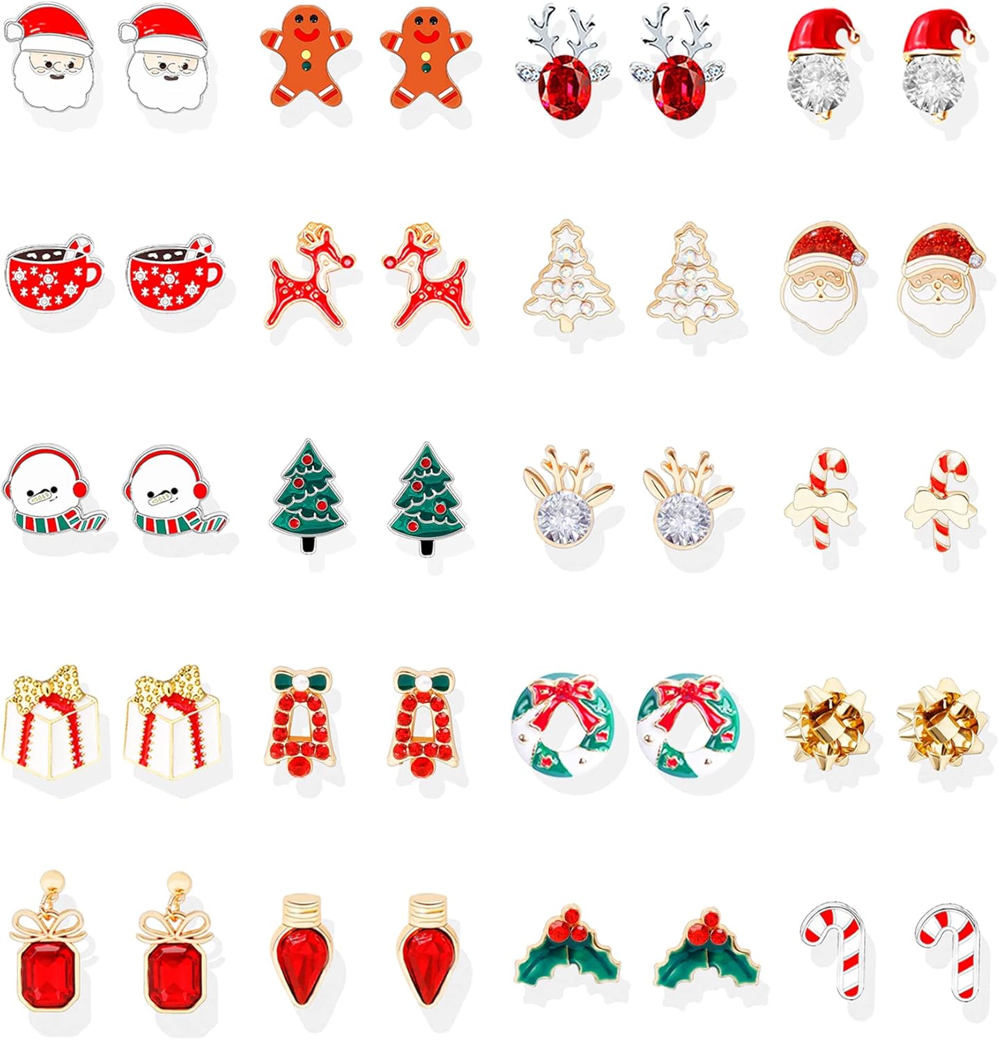 Christmas Earrings Gifts for Women Stocking Stuffers Holiday Earrings Bow Bell Candy Santa Claus Reindeer Earrings Christmas Tree Cake Earrings Bulk Christmas Jewelry Gifts - QIAO Crystal我的商店QIAO Crystal