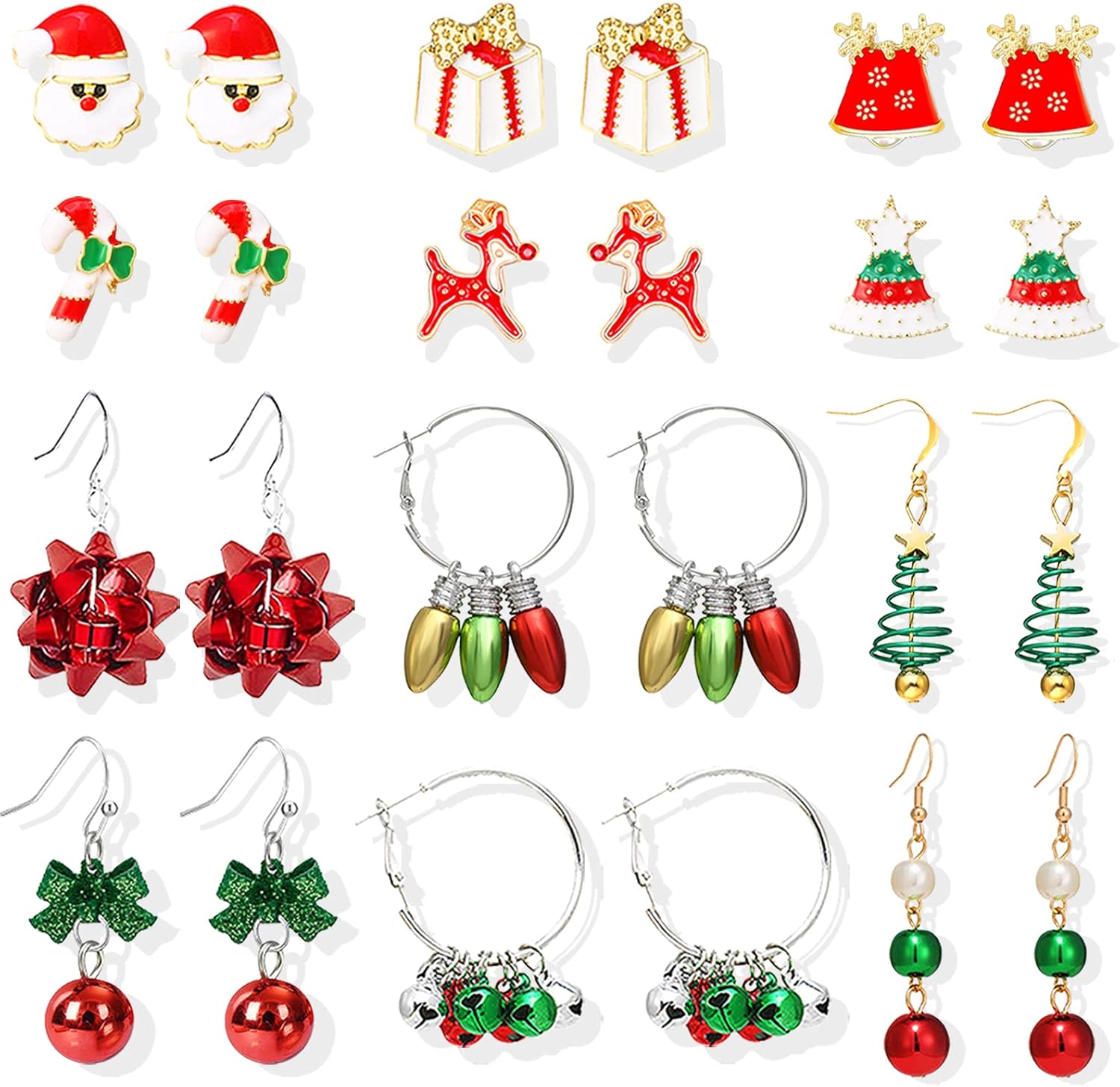 Christmas Earrings Gifts for Women Stocking Stuffers Holiday Earrings Bow Bell Candy Santa Claus Reindeer Earrings Christmas Tree Cake Earrings Bulk Christmas Jewelry Gifts - QIAO Crystal我的商店QIAO Crystal