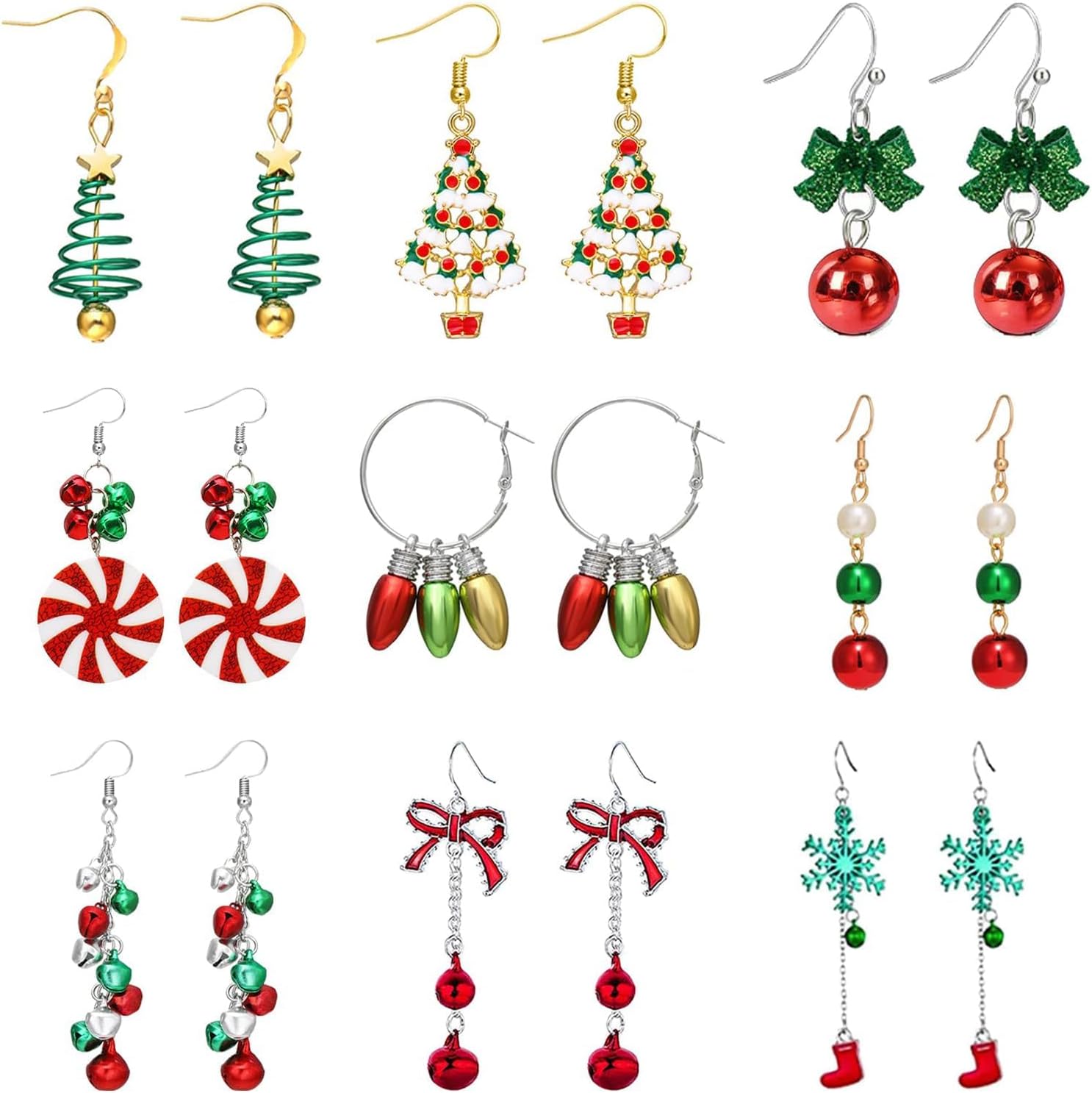 Christmas Earrings Gifts for Women Stocking Stuffers Holiday Earrings Bow Bell Candy Santa Claus Reindeer Earrings Christmas Tree Cake Earrings Bulk Christmas Jewelry Gifts - QIAO Crystal我的商店QIAO Crystal