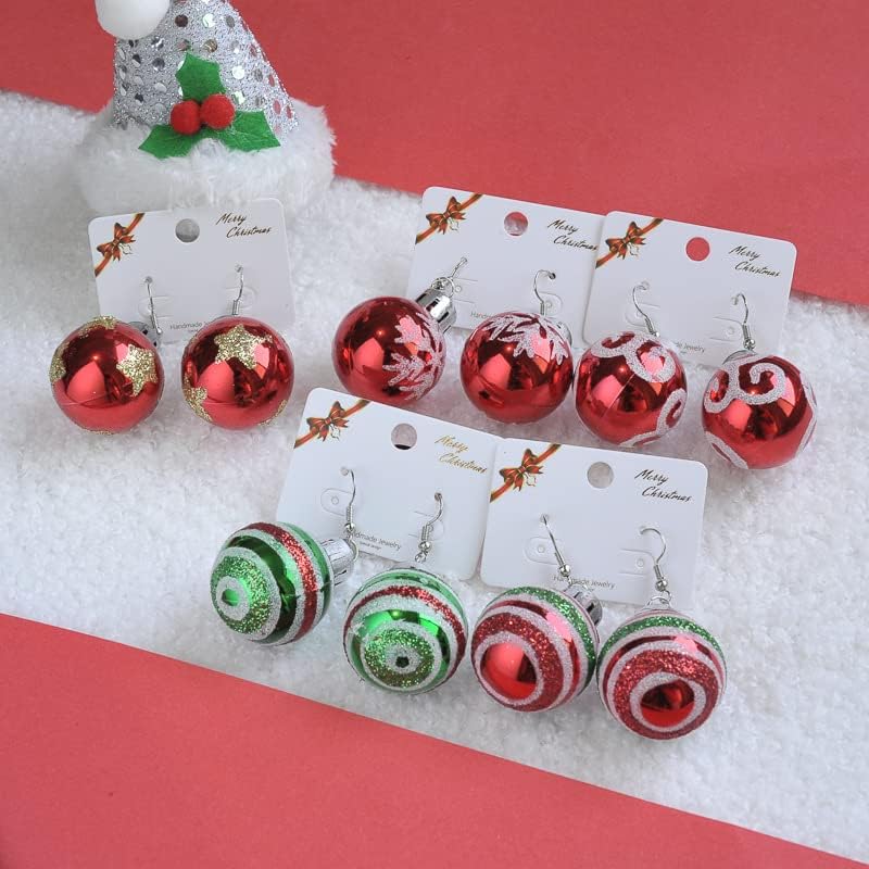 Christmas Earrings Glitter Light Bulb Dangle Earrings Xmas Balls Earrings Colorful Ball Printed Green Strip Snowflake Star Drop Earring Christmas Jewelry Holiday Earrings - 我的商店我的商店我的商店