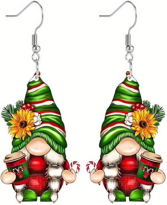Christmas Earrings Gnome Earrings for Women Cute Cartoon Santa Drop Dangle Earrings Holiday Party Costume Jewelry Set - 我的商店我的商店我的商店
