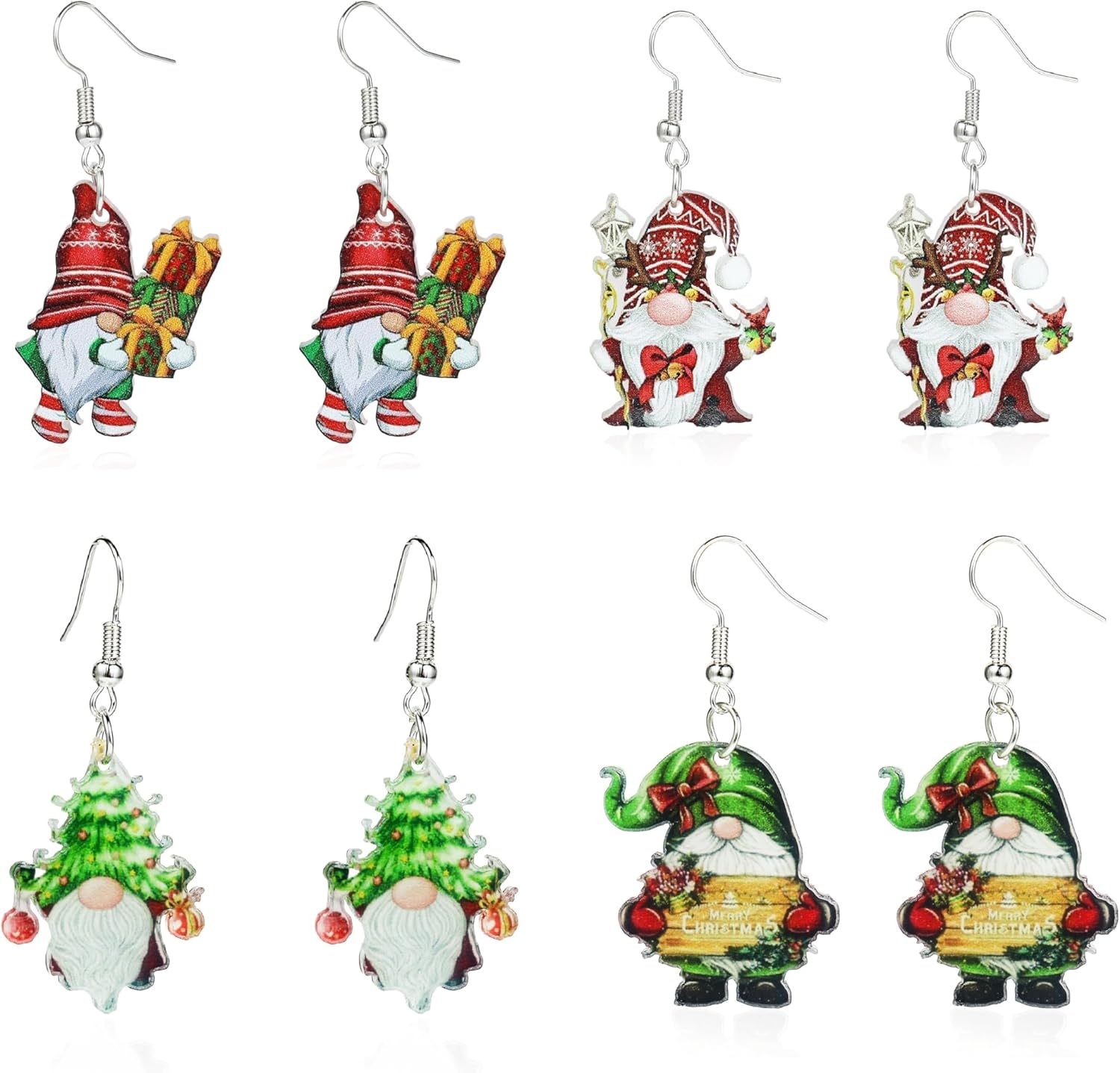 Christmas Earrings Gnome Earrings for Women Cute Cartoon Santa Drop Dangle Earrings Holiday Party Costume Jewelry Set - 我的商店我的商店我的商店