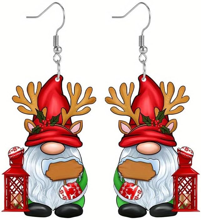 Christmas Earrings Gnome Earrings for Women Cute Cartoon Santa Drop Dangle Earrings Holiday Party Costume Jewelry Set - 我的商店我的商店我的商店