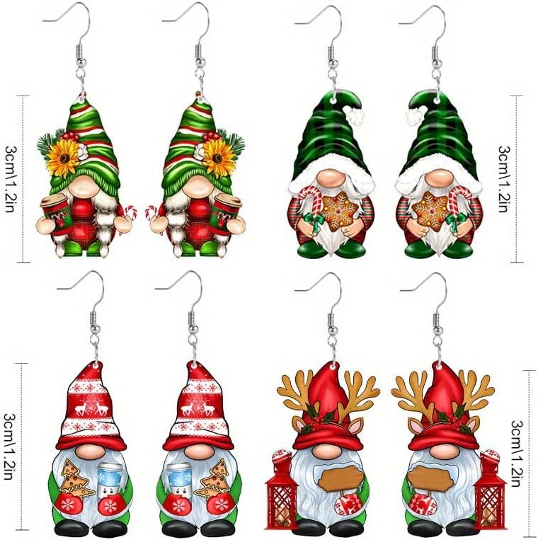 Christmas Earrings Gnome Earrings for Women Cute Cartoon Santa Drop Dangle Earrings Holiday Party Costume Jewelry Set - 我的商店我的商店我的商店