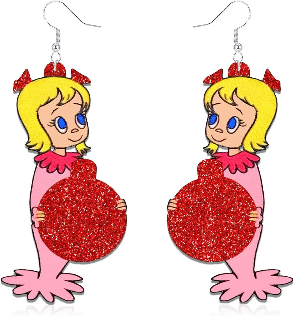 Christmas Earrings, Lightweight Acrylic Christmas Earrings for Women, Earrings Accessories for Christmas Costume, Christmas Party Favors 2024 Cute Holiday Jewelry - 我的商店我的商店我的商店