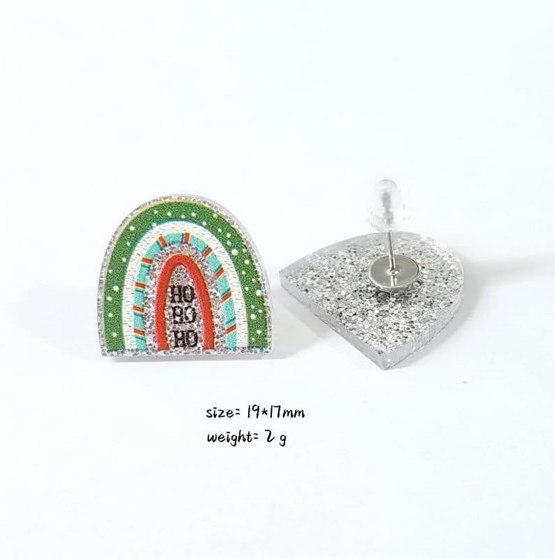 Christmas Earrings Set for Women Xmas Cute Christmas Tree Cat Dinosaur Funny Earrings Lightweight Colourful Glitter Sequins Party Festive Favors Decor Accessories Gifts - 我的商店我的商店我的商店