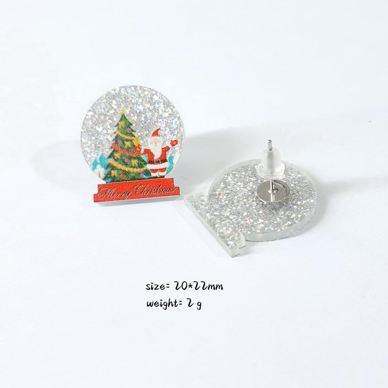 Christmas Earrings Set for Women Xmas Cute Christmas Tree Cat Dinosaur Funny Earrings Lightweight Colourful Glitter Sequins Party Festive Favors Decor Accessories Gifts - 我的商店我的商店我的商店