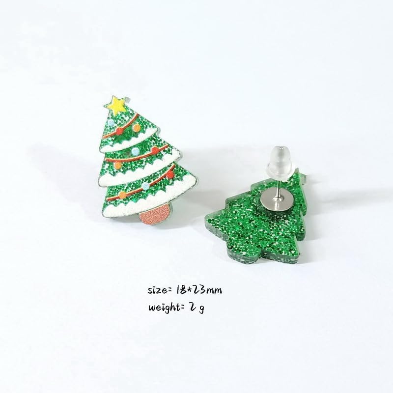 Christmas Earrings Set for Women Xmas Cute Christmas Tree Cat Dinosaur Funny Earrings Lightweight Colourful Glitter Sequins Party Festive Favors Decor Accessories Gifts - 我的商店我的商店我的商店