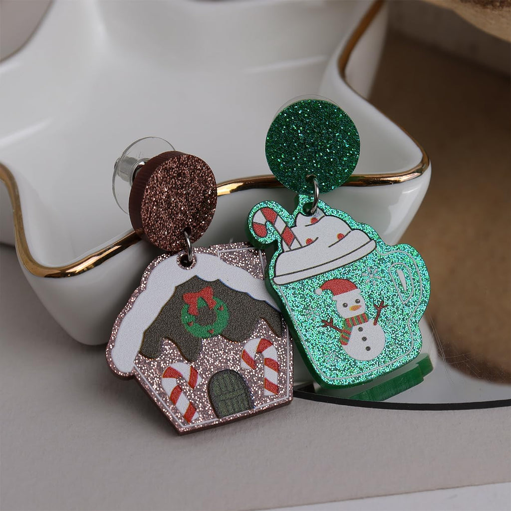 Christmas earrings Set for Women，Cute Fun Christmas Tree Snowflake Holiday Drop Dangle Stud Jewerly Gifts Set - 我的商店我的商店我的商店