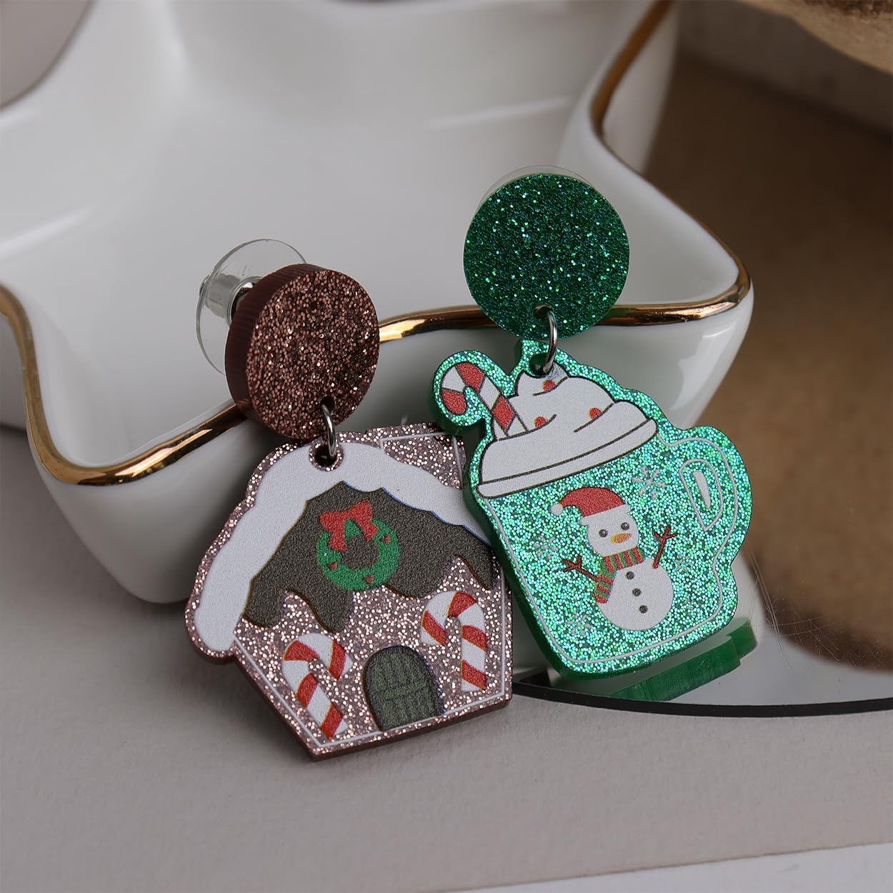 Christmas earrings Set for Women，Cute Fun Christmas Tree Snowflake Holiday Drop Dangle Stud Jewerly Gifts Set - 我的商店我的商店我的商店