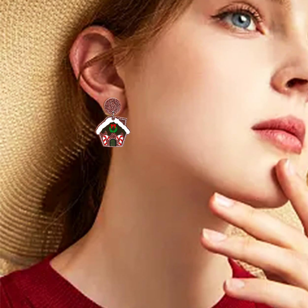 Christmas earrings Set for Women，Cute Fun Christmas Tree Snowflake Holiday Drop Dangle Stud Jewerly Gifts Set - 我的商店我的商店我的商店