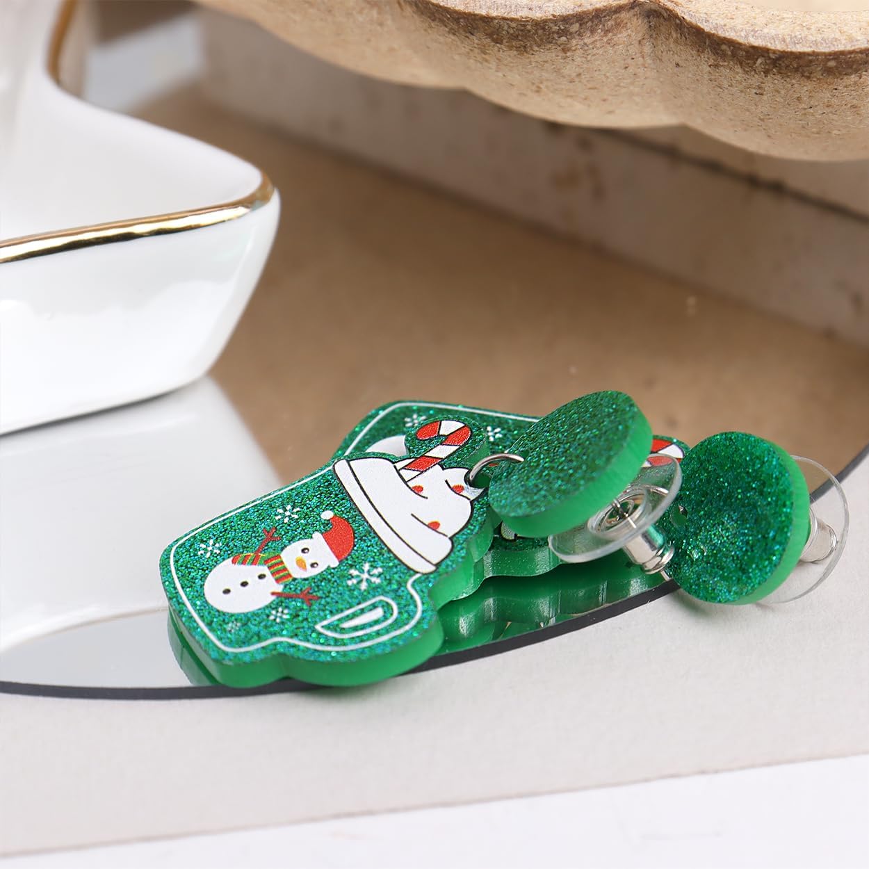 Christmas earrings Set for Women，Cute Fun Christmas Tree Snowflake Holiday Drop Dangle Stud Jewerly Gifts Set - 我的商店我的商店我的商店