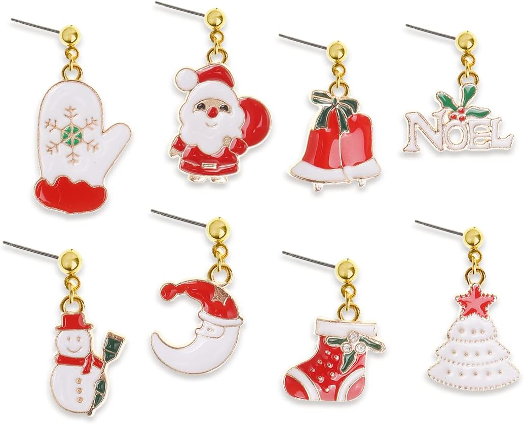 Christmas earrings Set for Women，Cute Fun Christmas Tree Snowflake Holiday Drop Dangle Stud Jewerly Gifts Set - 我的商店我的商店我的商店