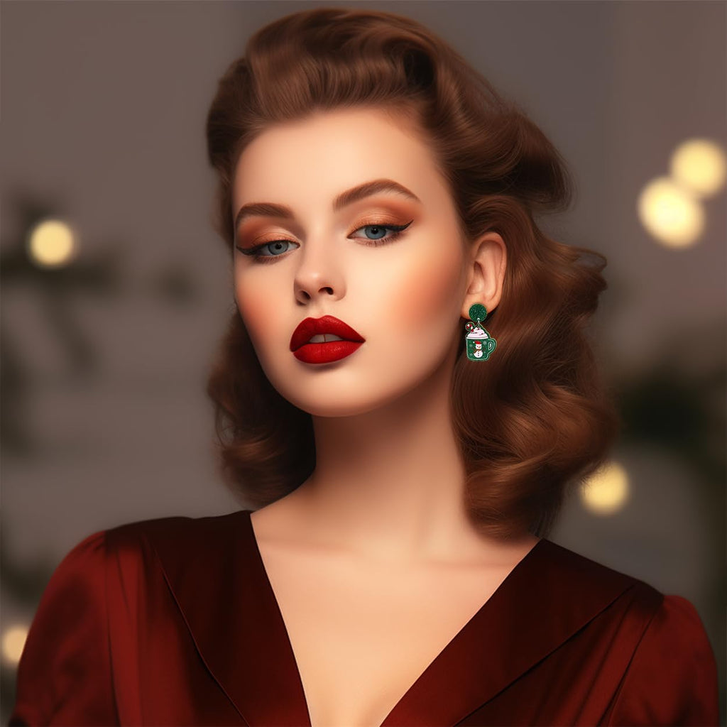 Christmas earrings Set for Women，Cute Fun Christmas Tree Snowflake Holiday Drop Dangle Stud Jewerly Gifts Set - 我的商店我的商店我的商店