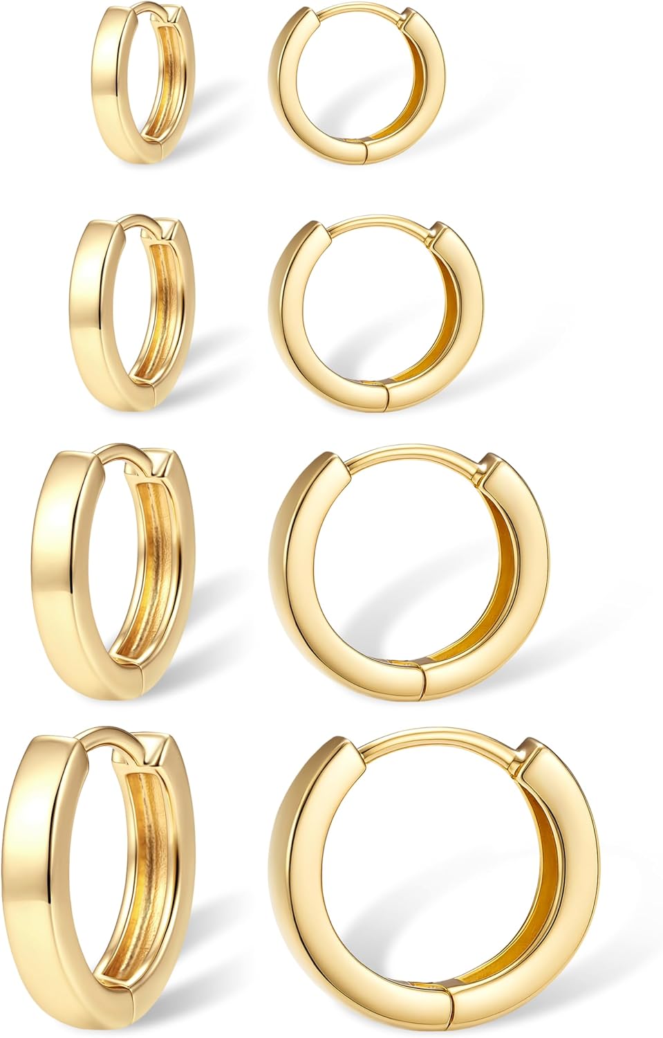 Christmas Earrings Small Gold Huggie Hoop Earrings Set for Women Men Hypoallergenic 14K Plated Stack Cartilage Earrings, Multiple Piercing Lightweight Mini Thin Cute Dainty Trendy Jewelry Set Christmas Gifts for Women - QIAO Crystal我的商店QIAO Crystal