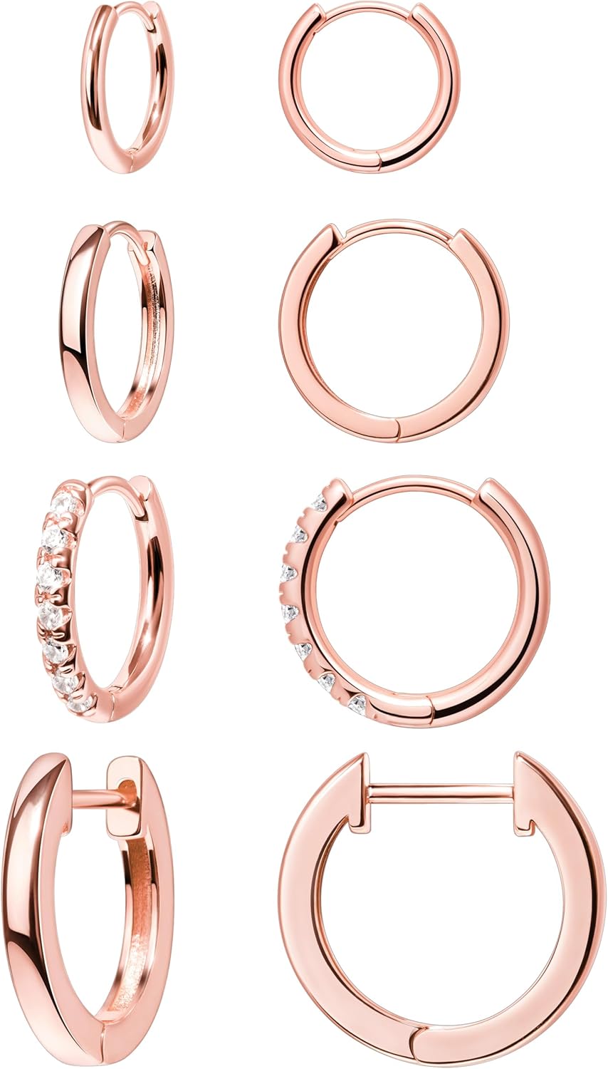 Christmas Earrings Small Gold Huggie Hoop Earrings Set for Women Men Hypoallergenic 14K Plated Stack Cartilage Earrings, Multiple Piercing Lightweight Mini Thin Cute Dainty Trendy Jewelry Set Christmas Gifts for Women - QIAO Crystal我的商店QIAO Crystal