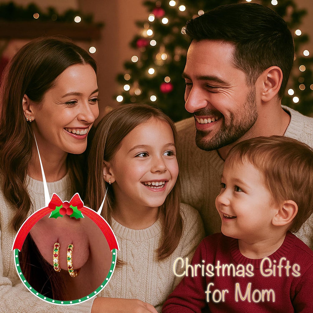 Christmas Earrings Small Gold Huggie Hoop Earrings Set for Women Men Hypoallergenic 14K Plated Stack Cartilage Earrings, Multiple Piercing Lightweight Mini Thin Cute Dainty Trendy Jewelry Set Christmas Gifts for Women - QIAO Crystal我的商店QIAO Crystal