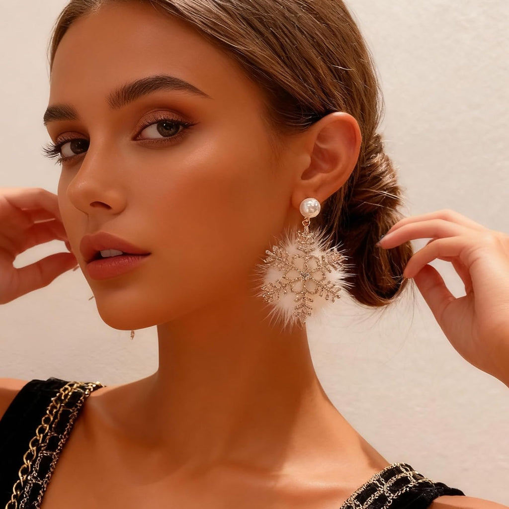 Christmas Earrings Stocking Stuffers for Women Xmas Snowflake Candy Cane Drop Dangle Earrings Holiday Jewelry Christmas Decorations Gifts Outfits Accessories - 我的商店我的商店我的商店