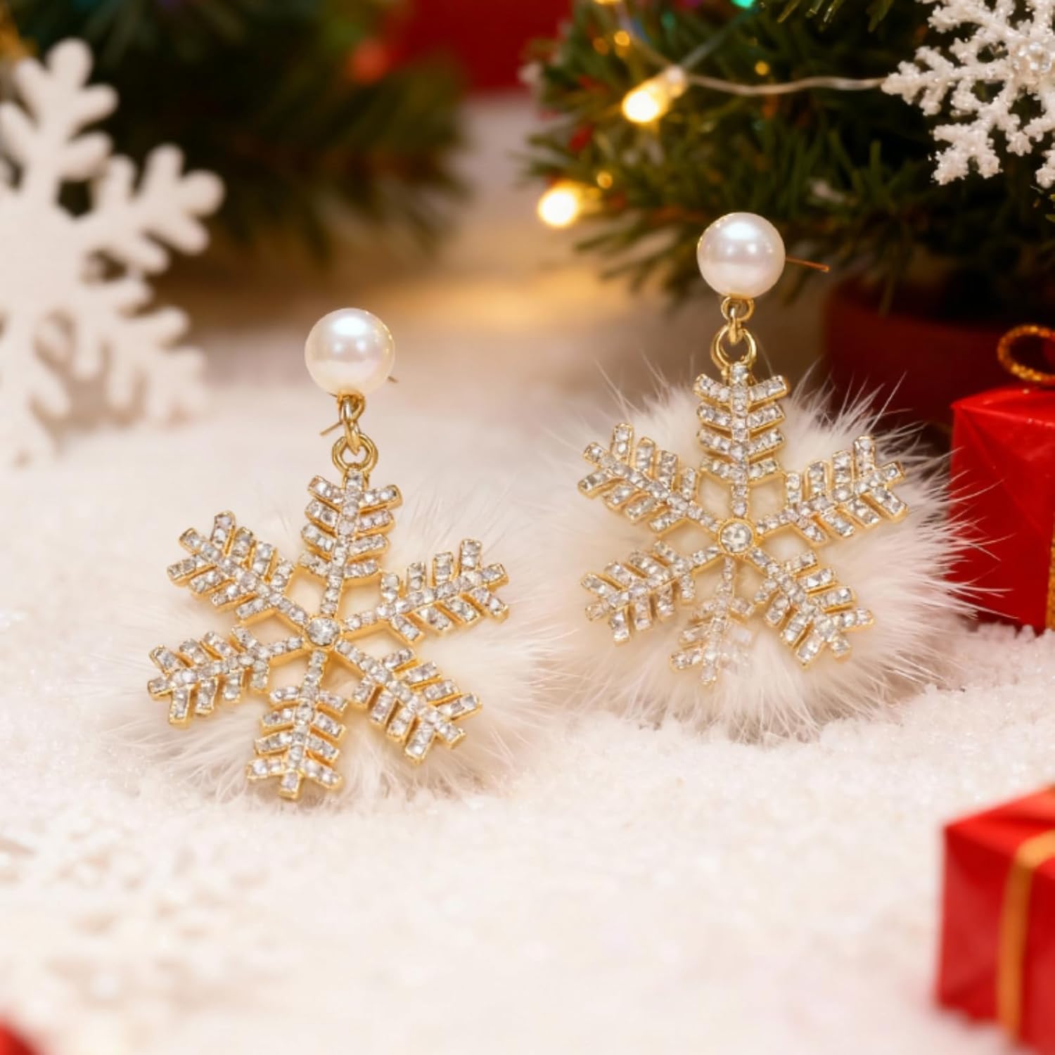 Christmas Earrings Stocking Stuffers for Women Xmas Snowflake Candy Cane Drop Dangle Earrings Holiday Jewelry Christmas Decorations Gifts Outfits Accessories - 我的商店我的商店我的商店