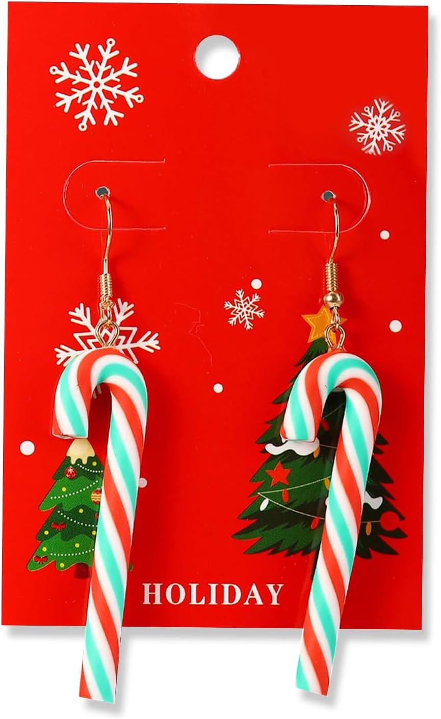 Christmas Earrings Stocking Stuffers for Women Xmas Snowflake Candy Cane Drop Dangle Earrings Holiday Jewelry Christmas Decorations Gifts Outfits Accessories - 我的商店我的商店我的商店