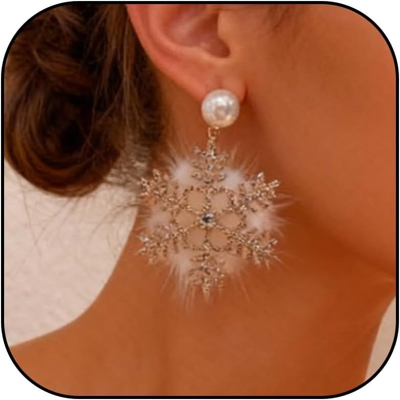 Christmas Earrings Stocking Stuffers for Women Xmas Snowflake Candy Cane Drop Dangle Earrings Holiday Jewelry Christmas Decorations Gifts Outfits Accessories - 我的商店我的商店我的商店