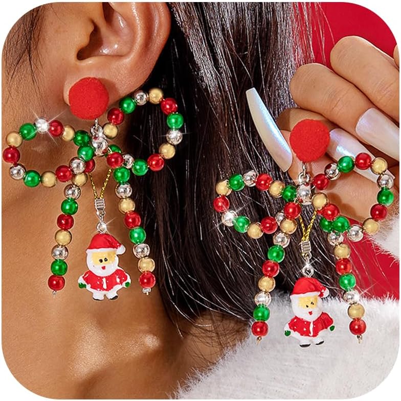Christmas Earrings Stocking Stuffers for Women Xmas Snowflake Candy Cane Drop Dangle Earrings Holiday Jewelry Christmas Decorations Gifts Outfits Accessories - 我的商店我的商店我的商店