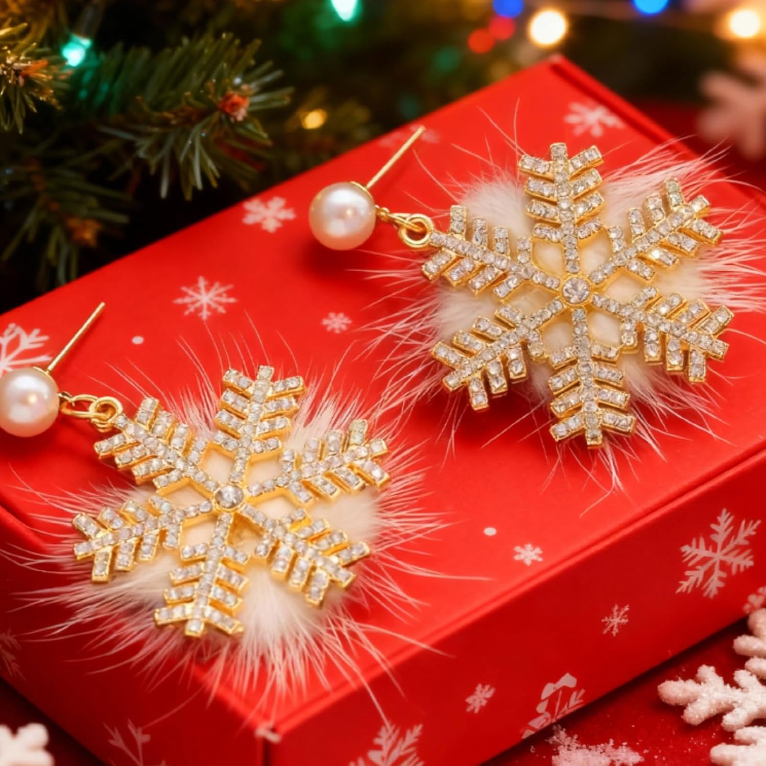 Christmas Earrings Stocking Stuffers for Women Xmas Snowflake Candy Cane Drop Dangle Earrings Holiday Jewelry Christmas Decorations Gifts Outfits Accessories - 我的商店我的商店我的商店