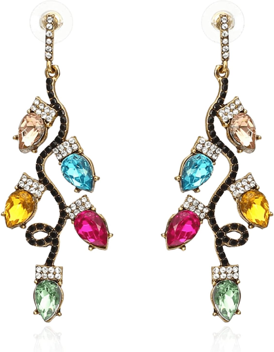 Christmas Earrings Stocking Stuffers Gifts for Women Bow Xmas Tree Light Bulb Elk Reindeer Candy Cane Dangle Earrings Christmas Party Dresses Outfits Holiday Jewelry Stocking Accessories - QIAO Crystal我的商店QIAO Crystal