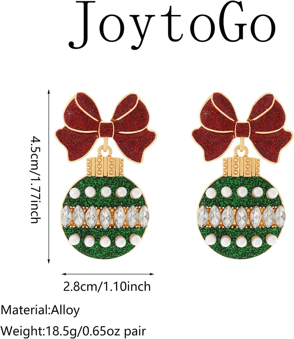 Christmas Earrings Stocking Stuffers Gifts for Women Bow Xmas Tree Light Bulb Elk Reindeer Candy Cane Dangle Earrings Christmas Party Dresses Outfits Holiday Jewelry Stocking Accessories - QIAO Crystal我的商店QIAO Crystal