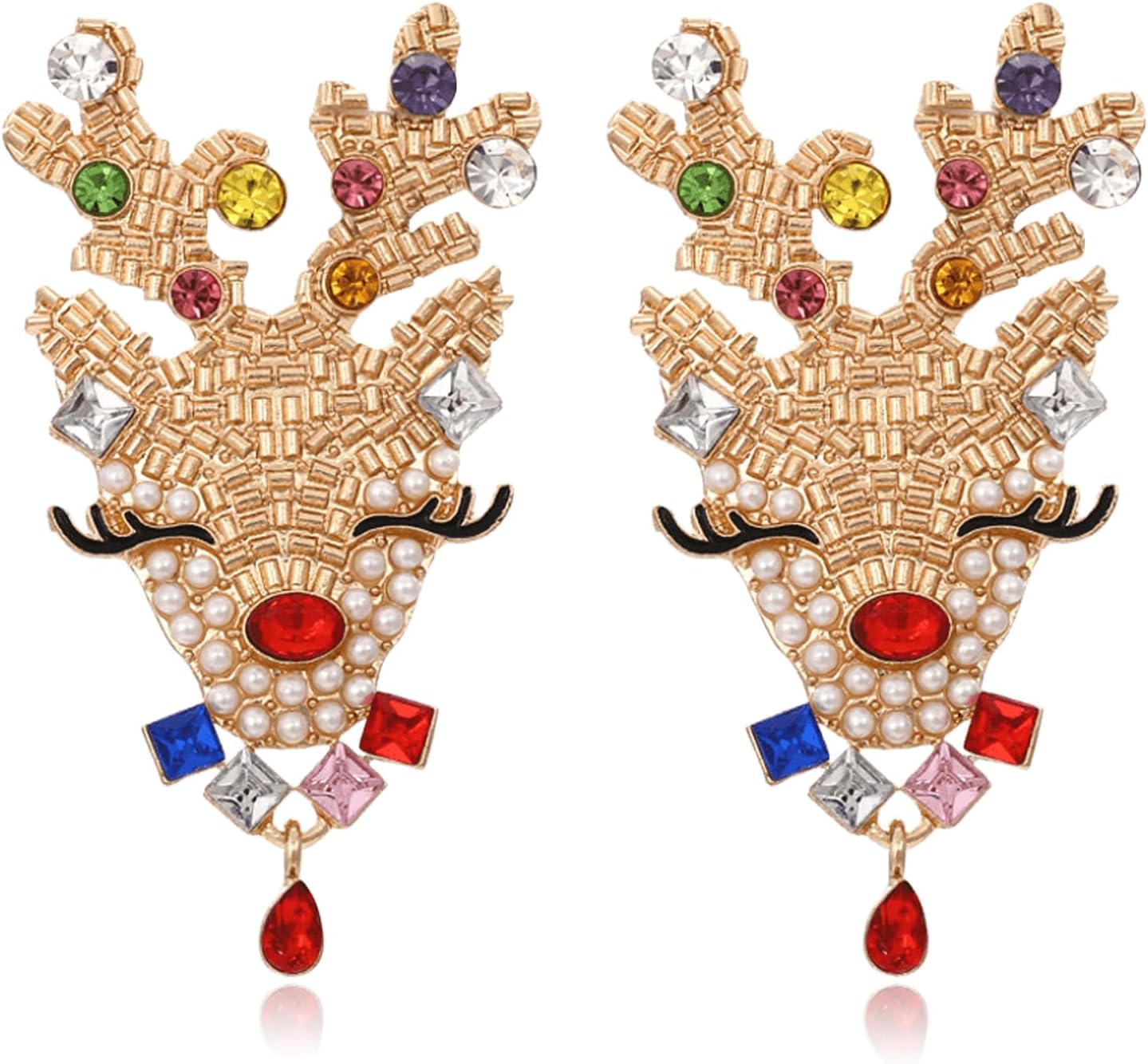 Christmas Earrings Stocking Stuffers Gifts for Women Bow Xmas Tree Light Bulb Elk Reindeer Candy Cane Dangle Earrings Christmas Party Dresses Outfits Holiday Jewelry Stocking Accessories - QIAO Crystal我的商店QIAO Crystal