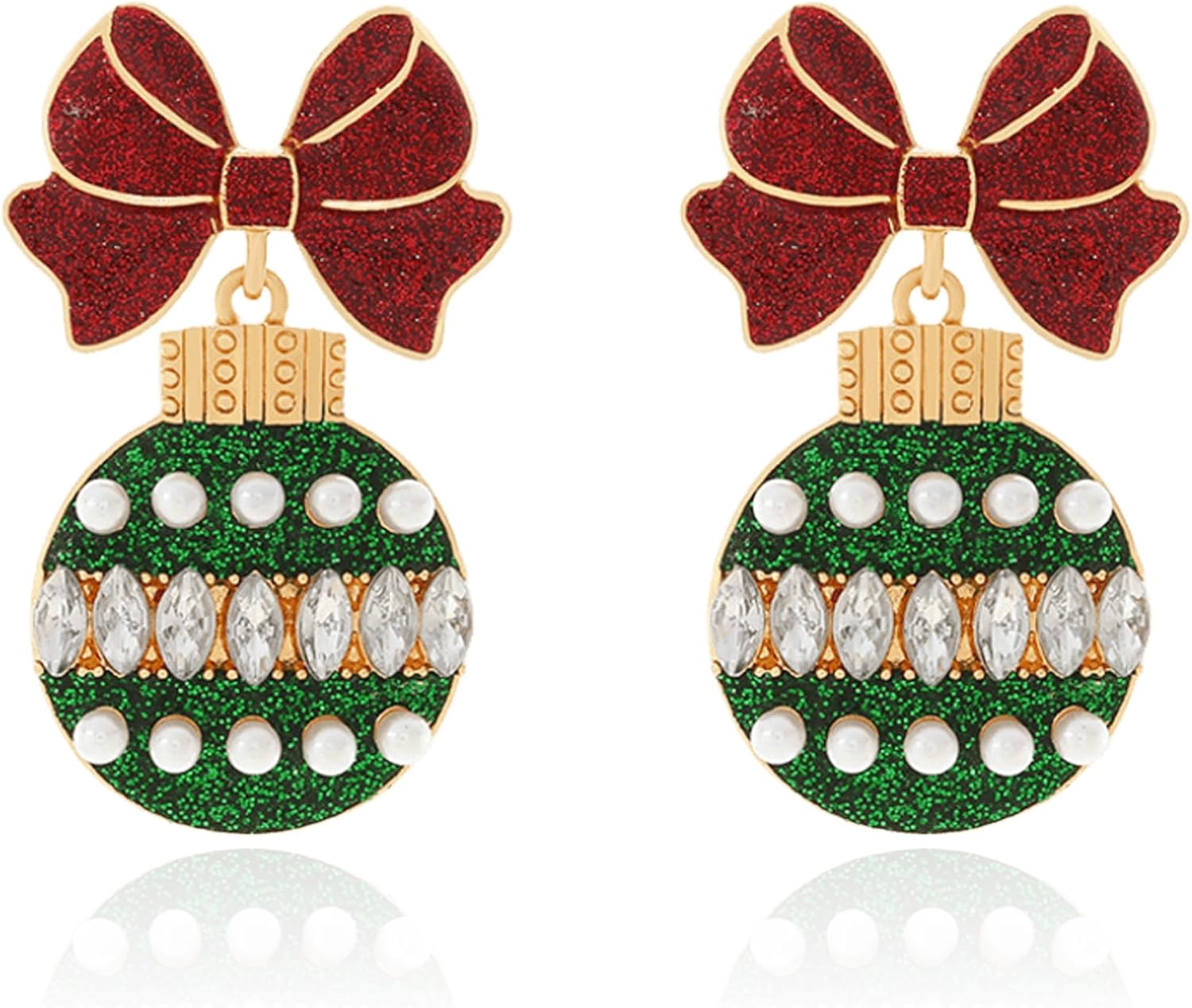 Christmas Earrings Stocking Stuffers Gifts for Women Bow Xmas Tree Light Bulb Elk Reindeer Candy Cane Dangle Earrings Christmas Party Dresses Outfits Holiday Jewelry Stocking Accessories - QIAO Crystal我的商店QIAO Crystal