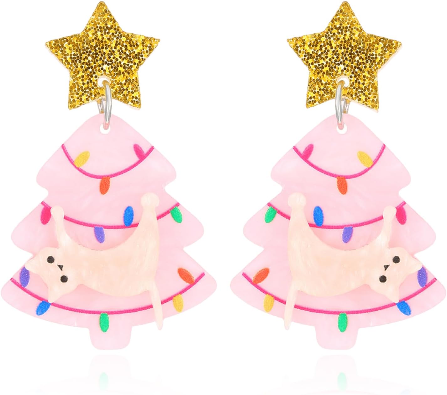 Christmas Earrings Stocking Stuffers Gifts for Women Bow Xmas Tree Light Bulb Elk Reindeer Candy Cane Dangle Earrings Christmas Party Dresses Outfits Holiday Jewelry Stocking Accessories - QIAO Crystal我的商店QIAO Crystal